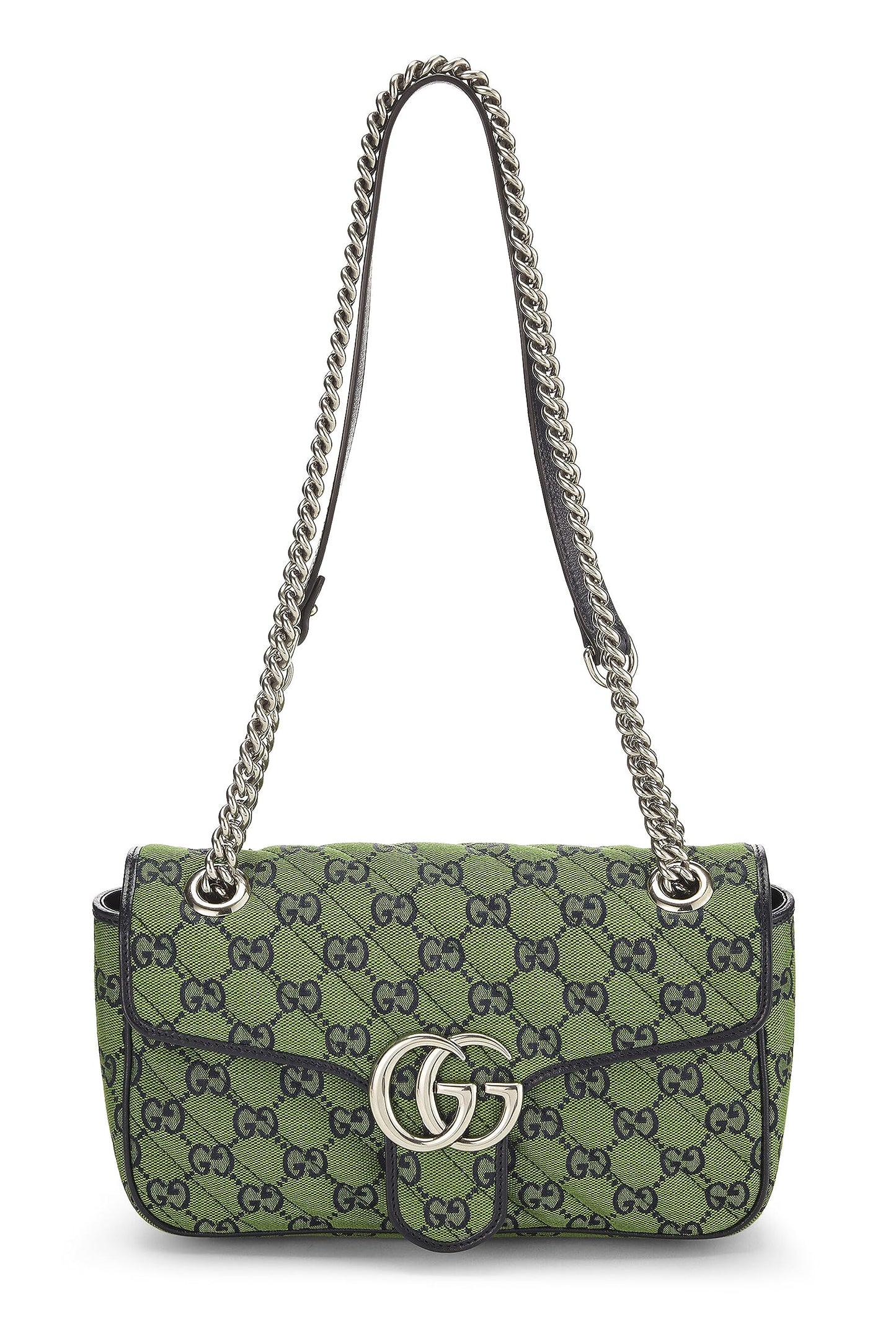 Gucci, sac à bandoulière Marmont en toile GG verte d'occasion, petit modèle, vert