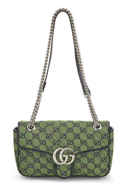 Gucci, Bolso de hombro pequeño Marmont de lona GG original verde Pre-Loved, Verde