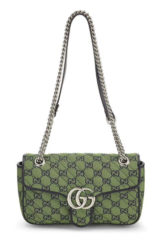 Gucci, Pre-Loved Green Original GG Canvas Marmont Shoulder Bag Small, Green