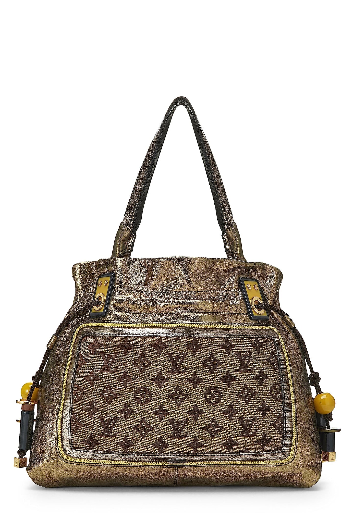 Louis Vuitton, Pre-Loved Gold Leather & Monogram Canvas Sunbird Tote, Gold