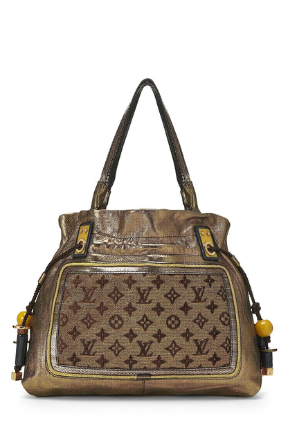 Louis Vuitton, sac fourre-tout Sunbird en cuir doré et toile Monogram d'occasion, doré