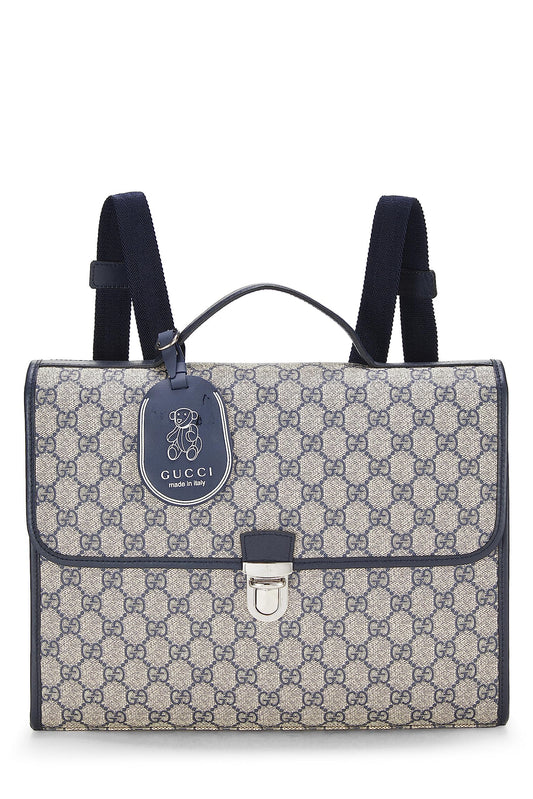 Gucci, sac à dos pour enfant en toile suprême GG bleu marine d'occasion, bleu