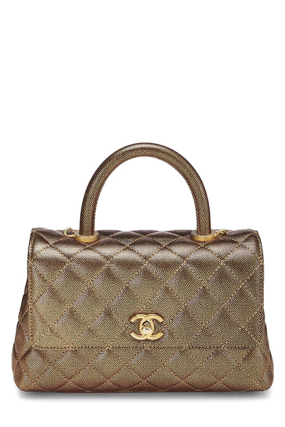 Chanel, Pre-Loved Gold Caviar Coco Handle Bag Medium, Gold