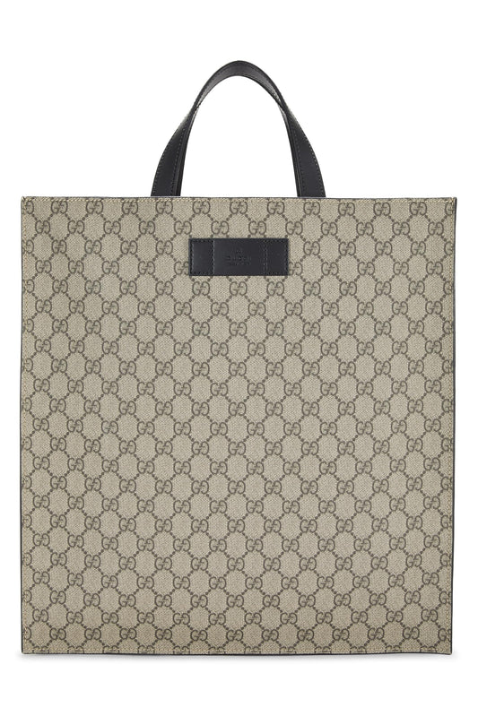 Gucci, sac fourre-tout vertical en toile GG Supreme d'origine d'occasion, noir