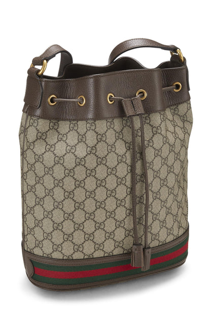 Gucci, sac seau Ophidia en toile suprême GG d'origine d'occasion, taille moyenne, marron