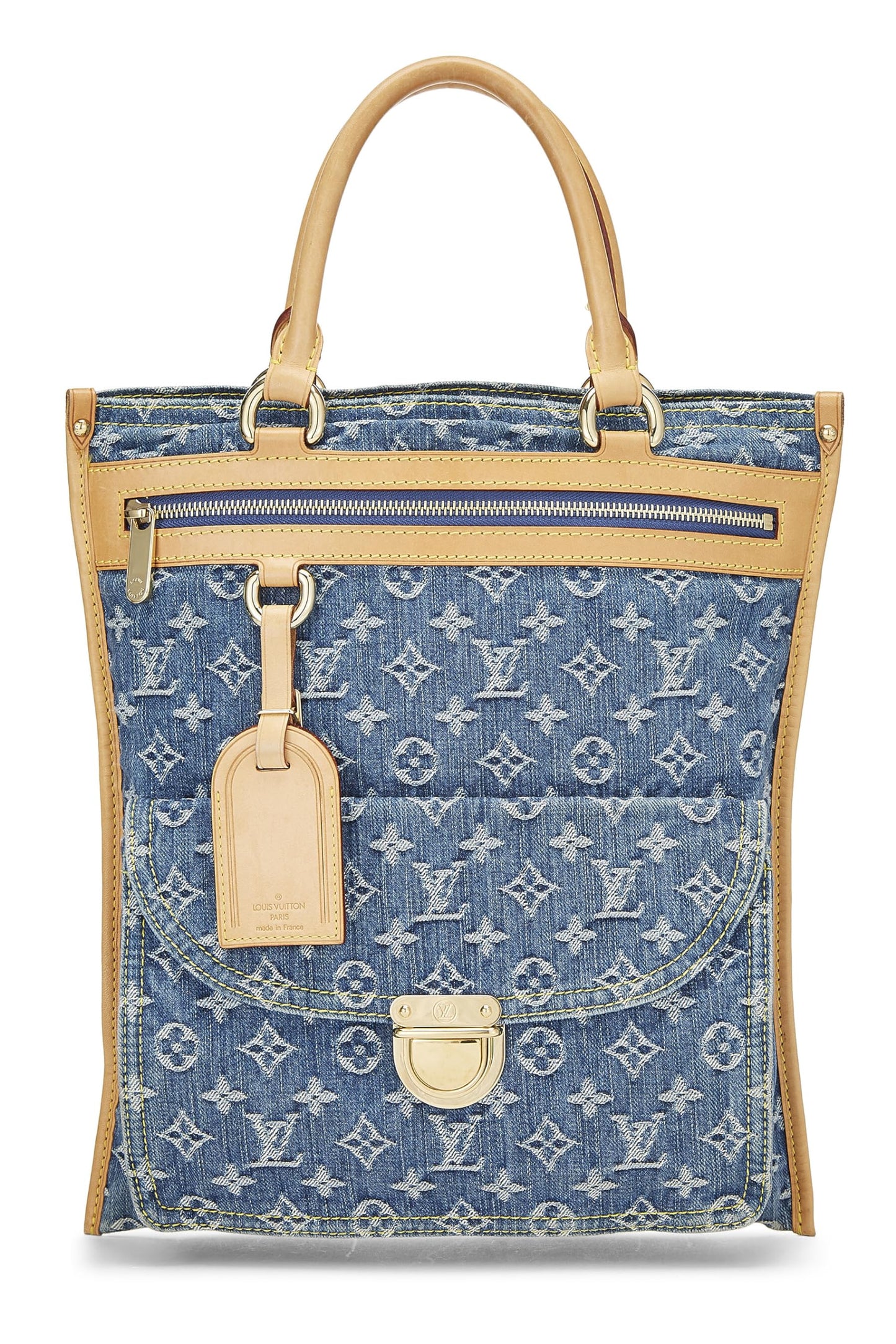 Louis Vuitton, Pre-Loved Blue Monogram Denim Flat Shopper, Blue