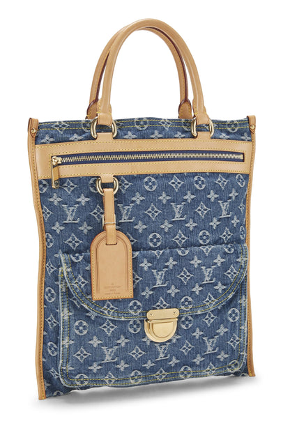 Louis Vuitton, Pre-Loved Blue Monogram Denim Flat Shopper, Blue