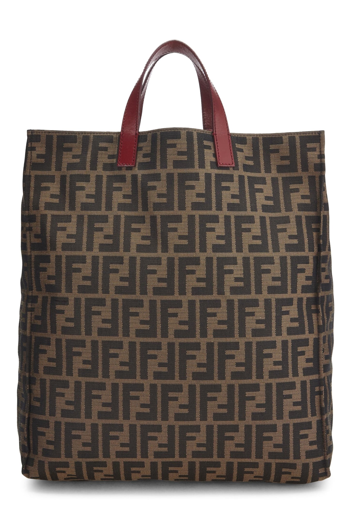 Fendi, Pre-Loved Brown Zucca Canvas Vertical Tote Medium, Red