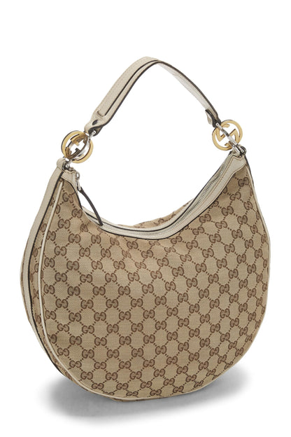 Gucci, sac hobo Twins en toile GG blanc d'occasion, blanc