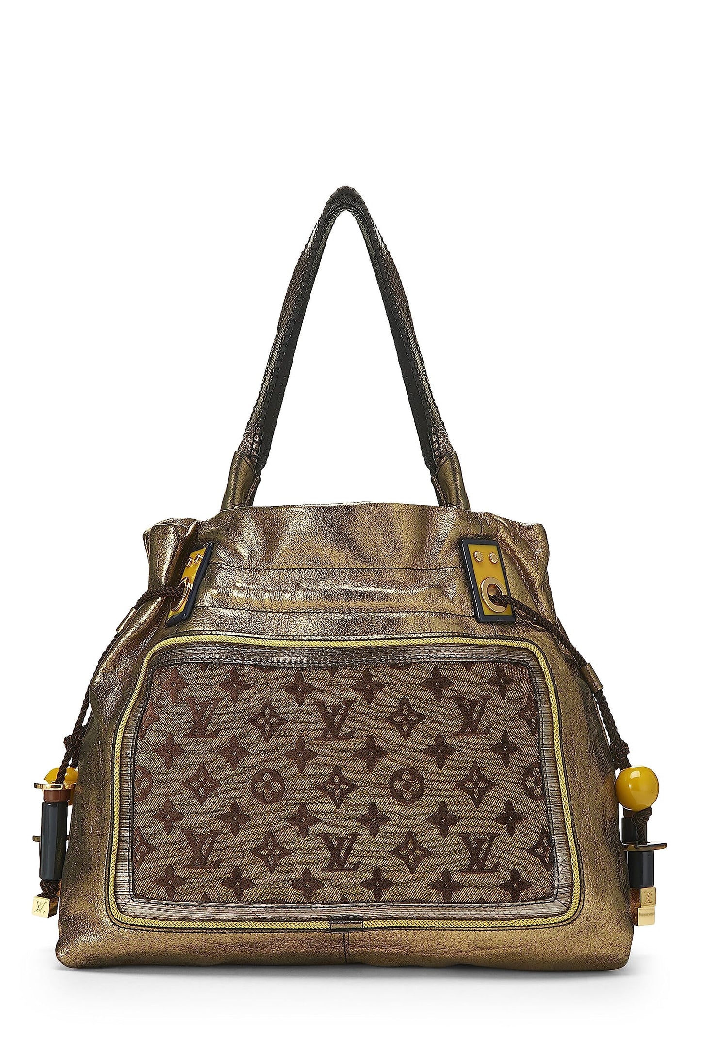 Louis Vuitton, sac fourre-tout Sunbird en cuir doré et toile Monogram d'occasion, doré