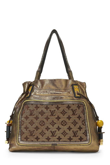 Louis Vuitton, Pre-Loved Gold Leather & Monogram Canvas Sunbird Tote, Gold