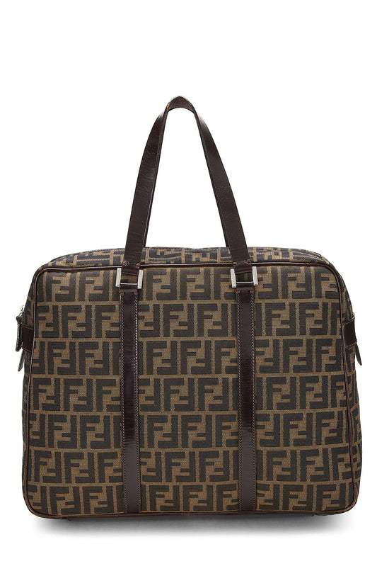 Fendi, porte-documents en toile marron Zucca d'occasion, marron