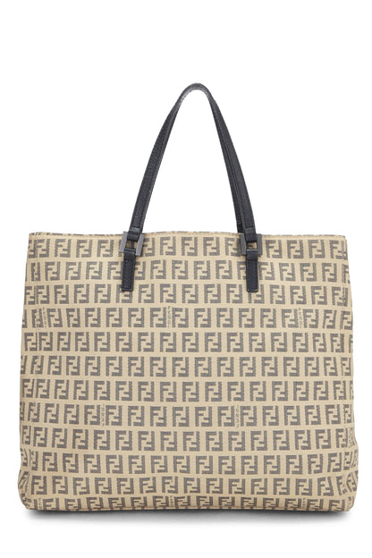 Fendi, Pre-Loved Beige Zucchino Canvas Tote Small, Black