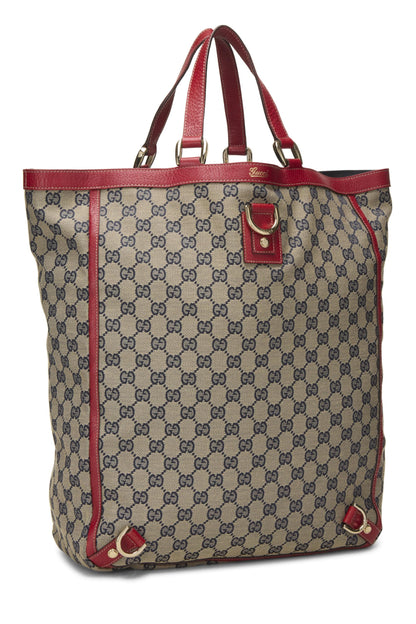 Gucci, sac fourre-tout vertical Abbey en toile GG rouge d'occasion avec anneau en D, rouge