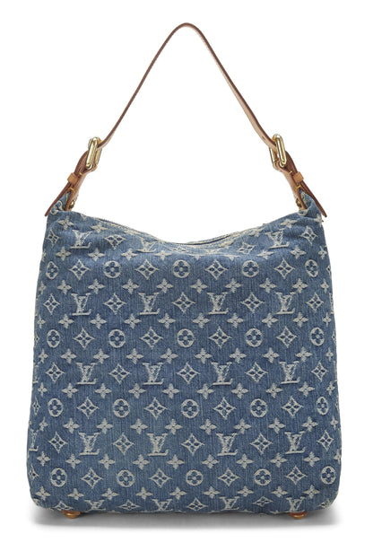 Louis Vuitton, sac à main Baggy GM en denim bleu monogrammé d'occasion, bleu