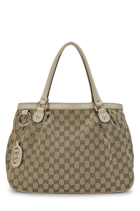 Gucci, Pre-Loved Original GG Canvas Sukey Large, Cream