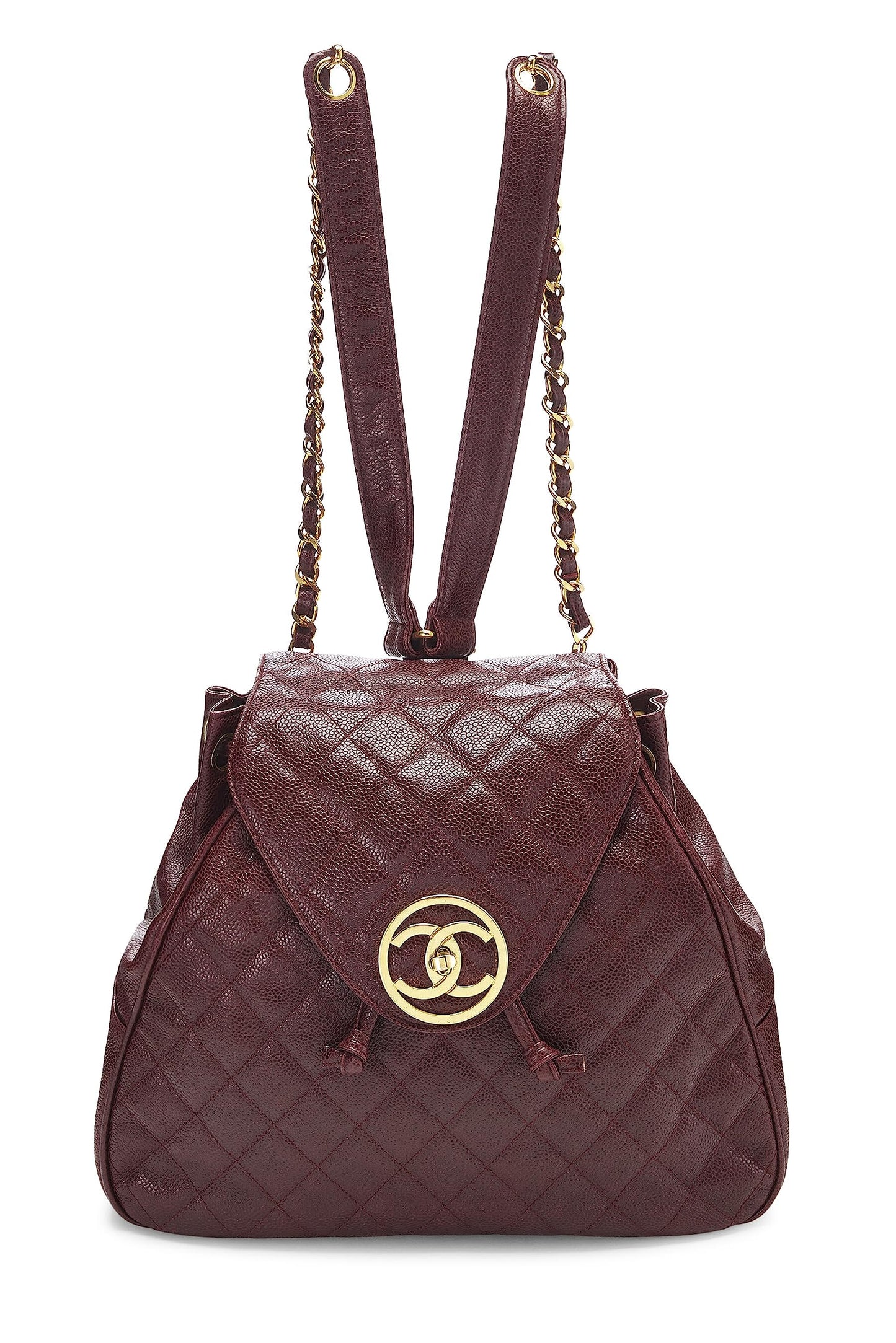 Chanel, Pre-Loved Burgundy Quilted Caviar Backpack Large, Burgundy