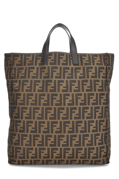 Fendi, sac fourre-tout vertical en toile marron Zucca d'occasion, marron