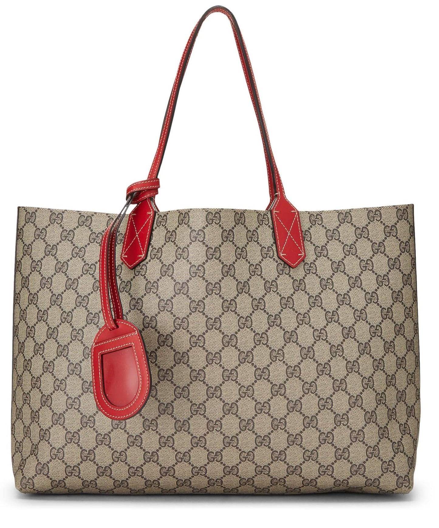 Gucci, sac fourre-tout réversible en toile rouge et original GG Supreme d'occasion, rouge