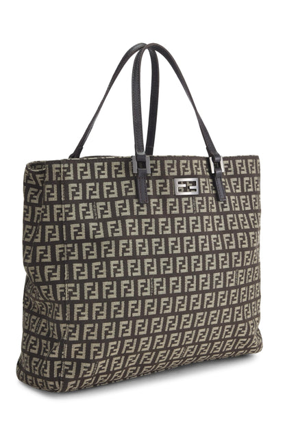 Fendi, Pre-Loved Brown Zucchino Canvas Tote, Brown