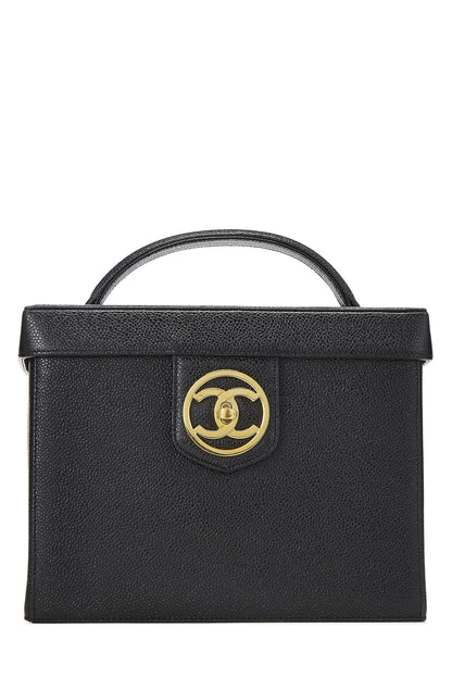 Chanel, Tocador grande Pre-Loved Black Caviar Circle 'CC', negro