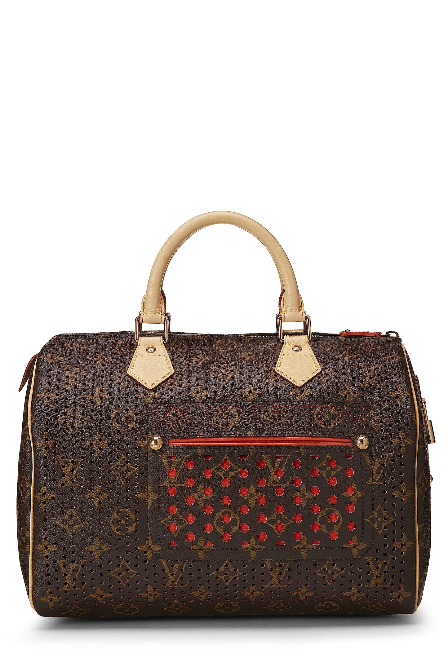 Louis Vuitton, sac Speedy 30 perforé en toile monogram orange d'occasion, orange