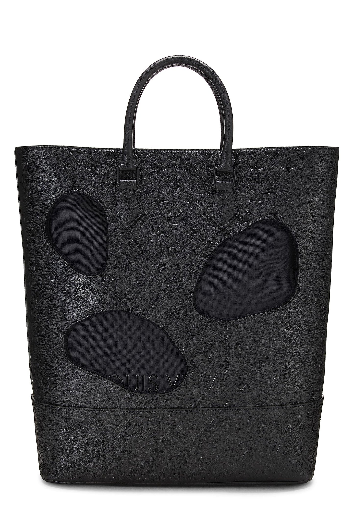 Louis Vuitton, Pre-Loved Comme Des Garçons x Louis Vuitton Black Monogram Empreinte Bag with Holes MM, Black