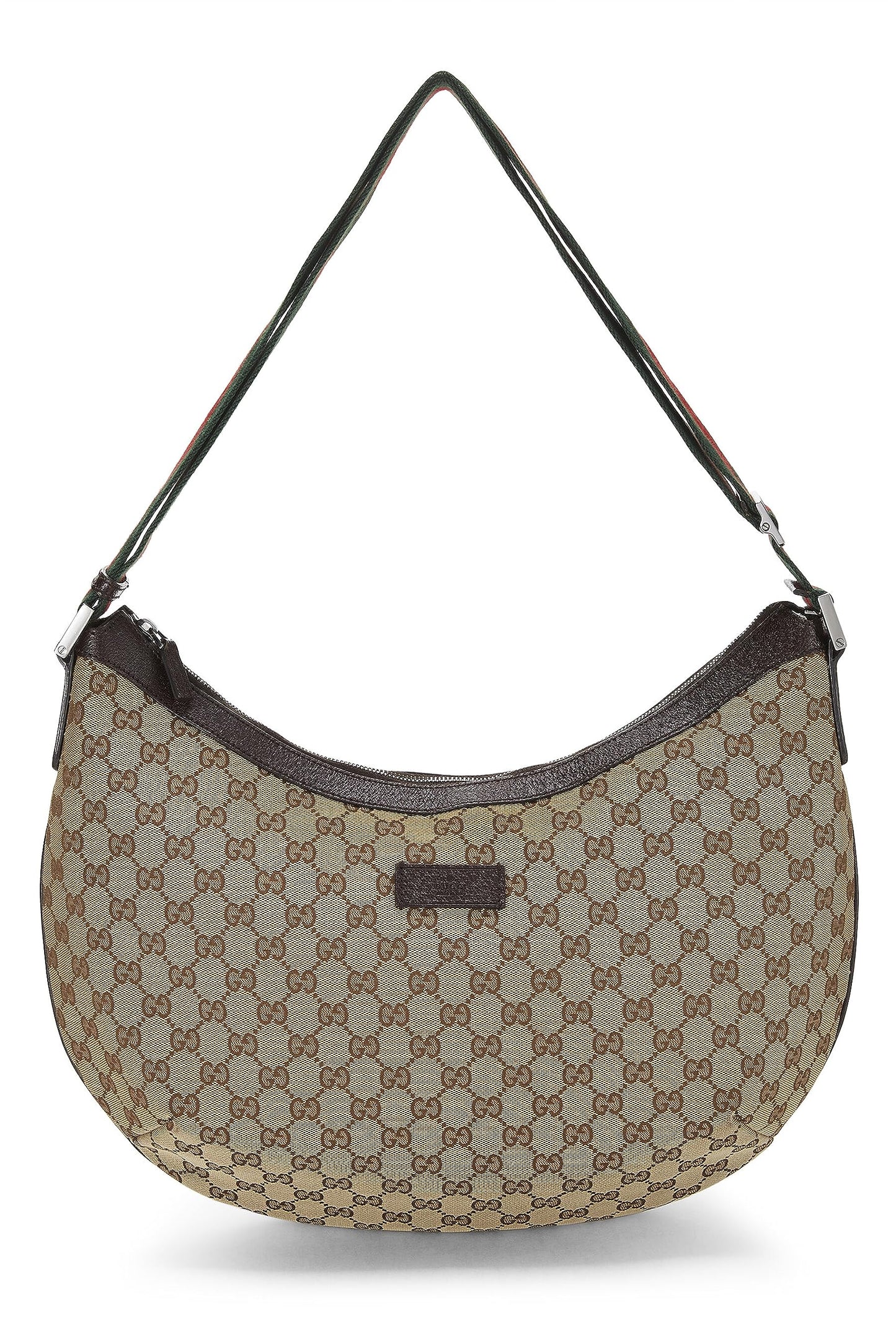 Gucci, sac messager Web en toile GG d'occasion, grand modèle, marron