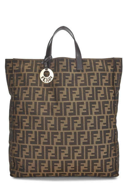 Fendi, sac fourre-tout vertical en toile marron Zucca d'occasion, marron