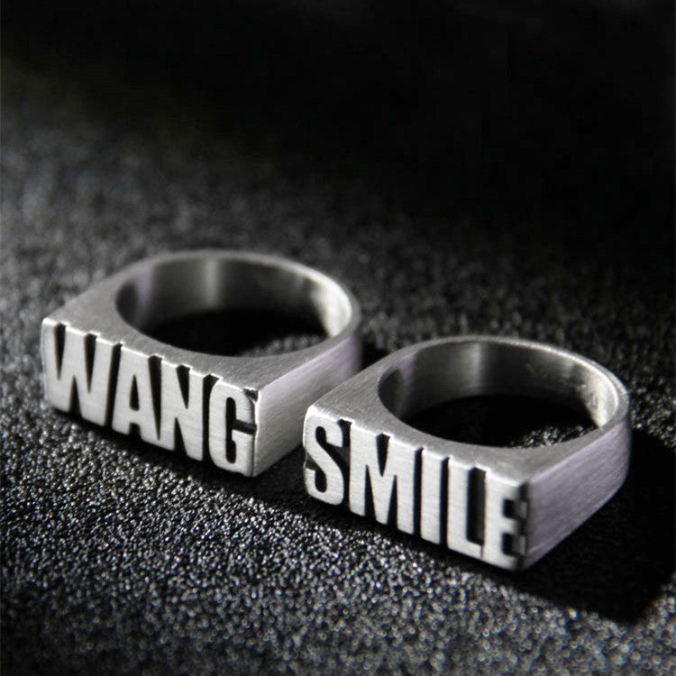 Customized Alphabet Couple Ring Customized Sterling Silver Couple Style