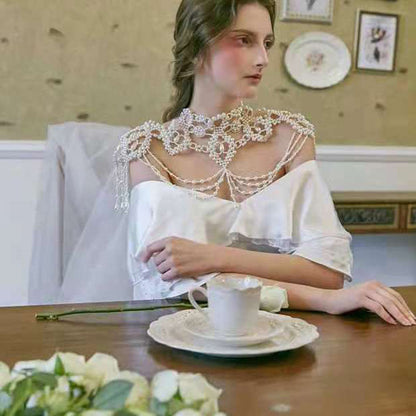 Hand-woven Wedding Dress Breastpin Pearl Shawl Beaded