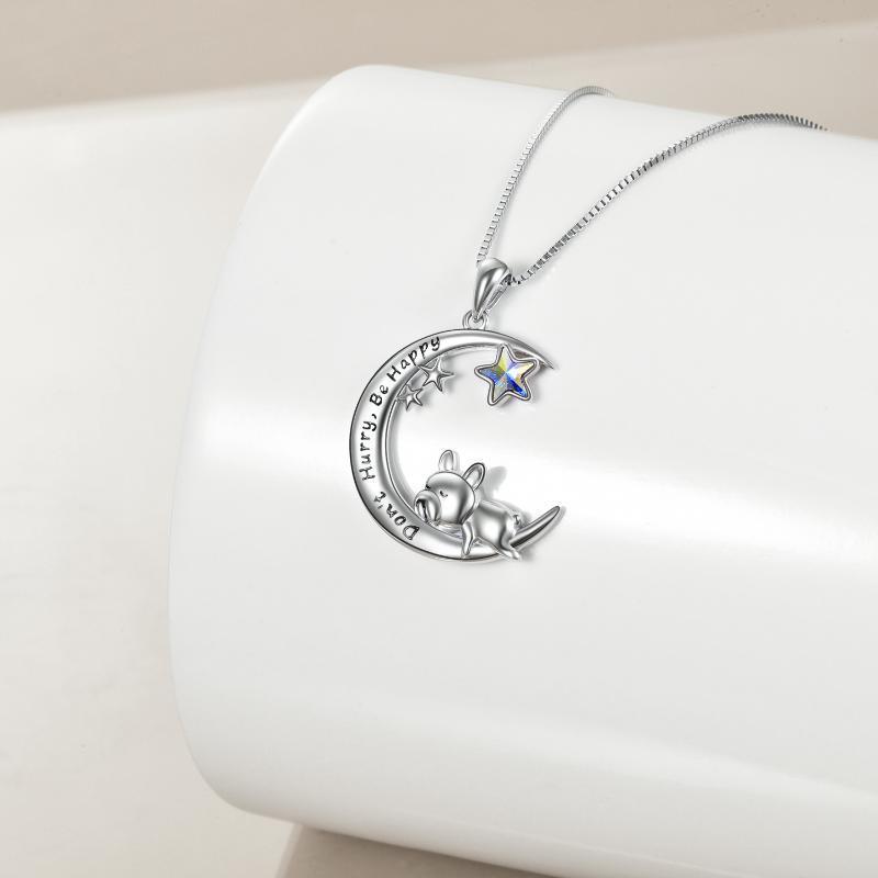 Collar con colgante de luna de bulldog francés en plata de ley, joyería, regalos para mujeres y niñas