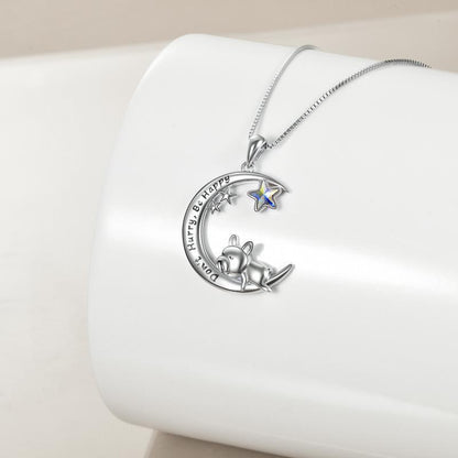 Collier pendentif bouledogue français en argent sterling avec lune, bijoux cadeaux pour femmes et filles