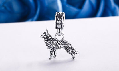 Sterling silver beads s925 stereo loyal shepherd dog pendant pendant bracelet accessories S