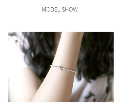 Versión coreana de pulsera de plata de ley S925 hecha a mano con cuentas redondas de 3 mm para mujer