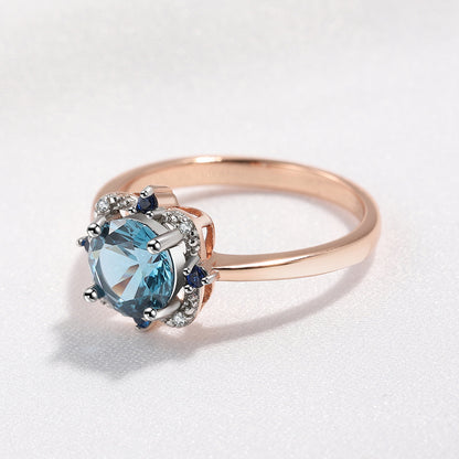 Sterling Silver Nano London Blue Rose Gold Color Separation Electroplated Ring