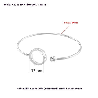 S925 Silver Bracelet Eardrop Frame Women's Simple Temperament Open-ended Bracelet