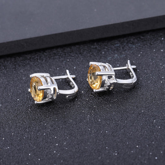 Natural Citrine Stud Earrings Fashion