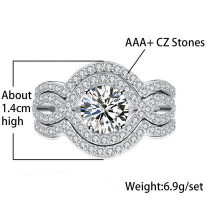 New 925 Sterling Silver Ring Women's Combination Ring Set