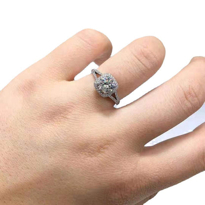 Bague en moissanite couleur D pour femme avec micro-serrage et sac carré à double rangée