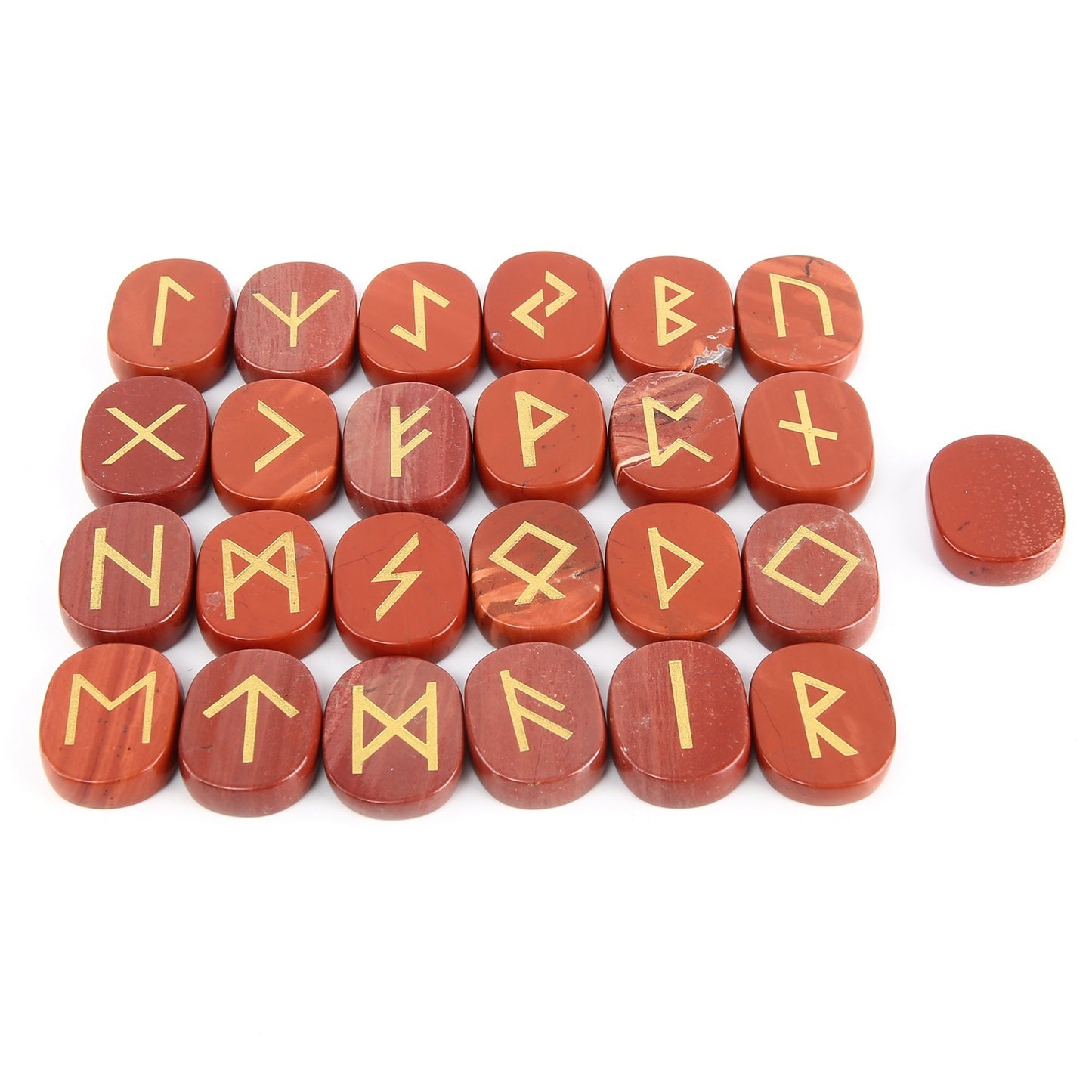 Nordic Germanic Runes Luenruini Letter Natural Crystal Oval Piece Rune 24 1 Set