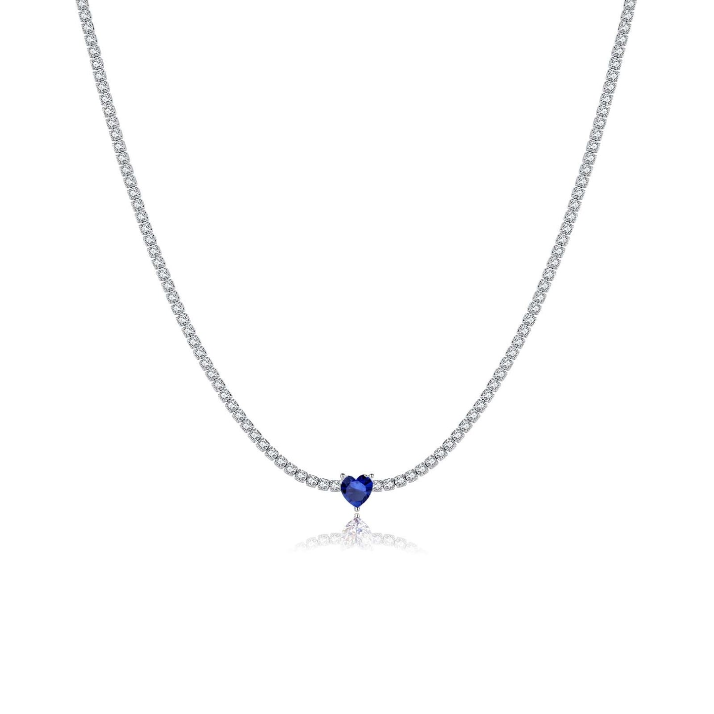 S925 Loving Heart In Sterling Silver Diamond-studded Necklace Female