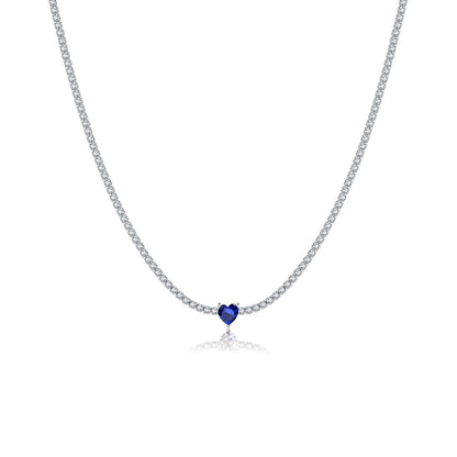 S925 Loving Heart In Sterling Silver Diamond-studded Necklace Female