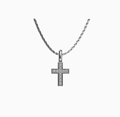 Full Diamond Cross Pendant Necklace Men's And Women's Clavicle Chain