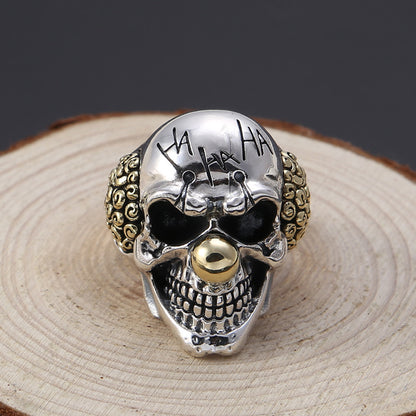 Anillo de plata tailandesa vintage de plata esterlina S925 con letra personalizada y calavera