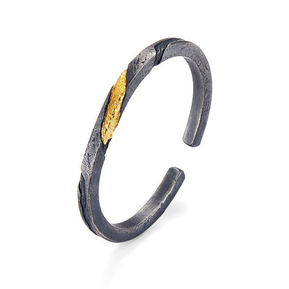 Bracelet Homme Argent Pur Personnalisé Rétro Serti En Or 24K