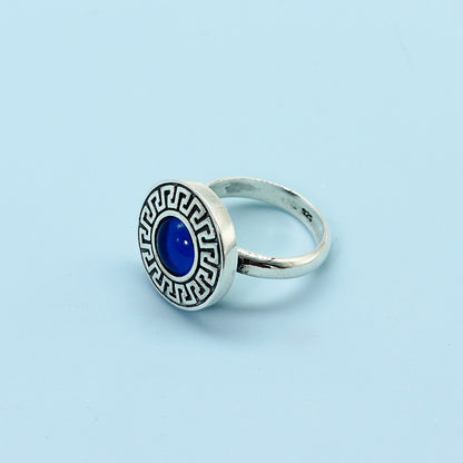 Female Minority Design Sterling Silver Blue Eye Ring