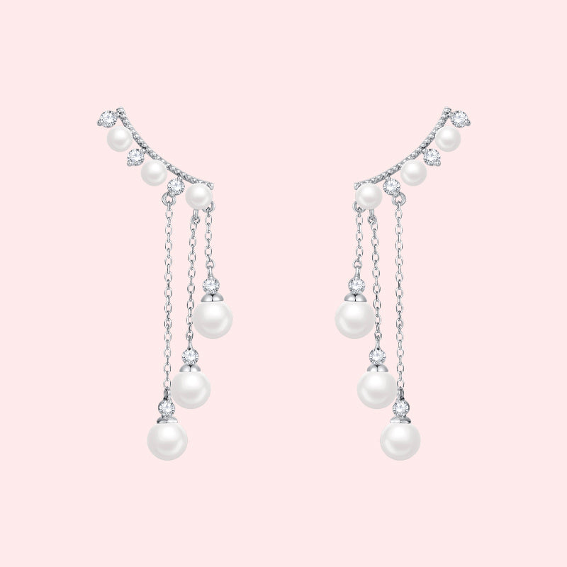 Long High Profile Tassel Pearl Eardrop Earring