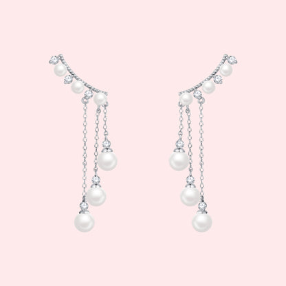 Long High Profile Tassel Pearl Eardrop Earring