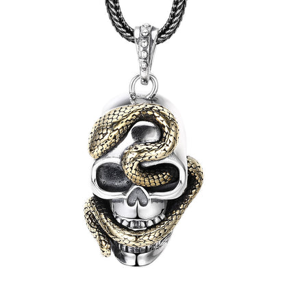 Pendentif tête de mort en python en argent sterling pour homme